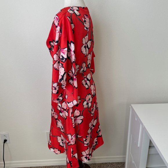 Lewit Silk Floral Deep V Midi Dress - Picture 13 of 14